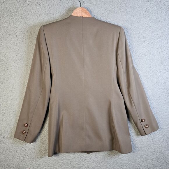 Kasper ASL Taupe Double Breasted Blazer Shawl Collar Size 6 Classic Workwear 90s - Picture 2 of 13